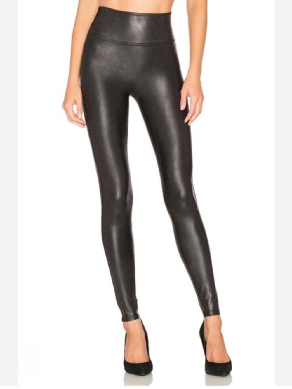 SPANX Faux Leather High-Waist Leggings - Black